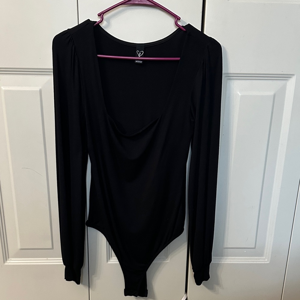 Black Long Sleeve square neckline Bodysuit